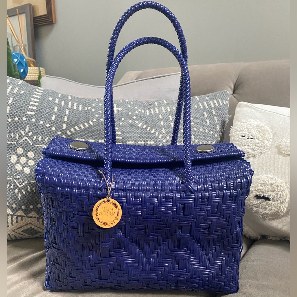 Woven Royal Blue Tote Bag - Brand Unspecified